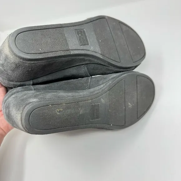 TOMS Suede Desert Lace Up Wedge Heels Booties Shoes Women's Size 8.5 Gray