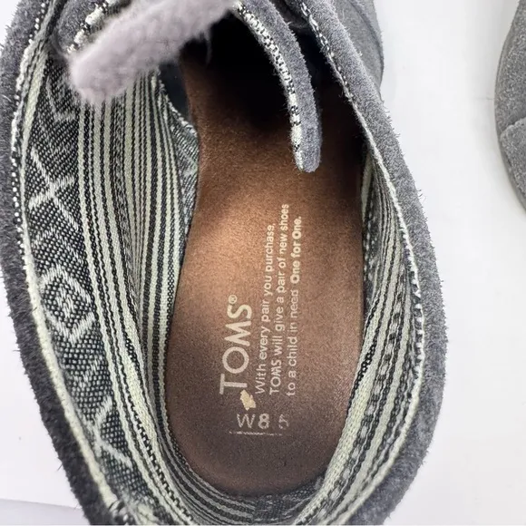 TOMS Suede Desert Lace Up Wedge Heels Booties Shoes Women's Size 8.5 Gray