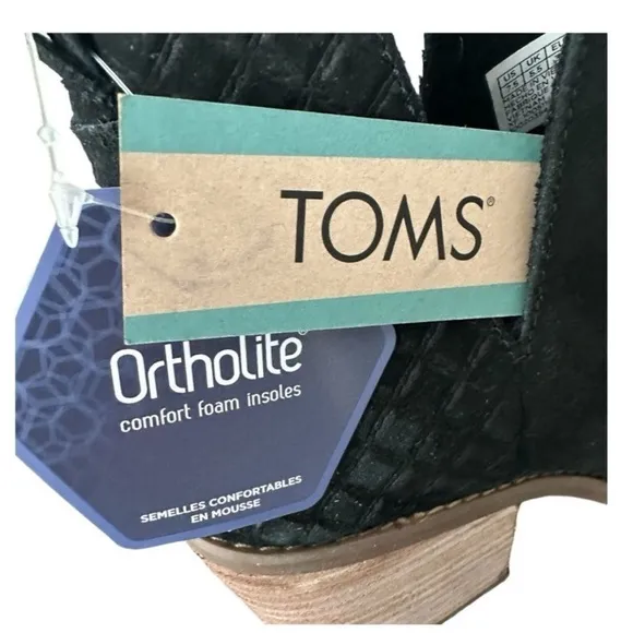 TOMS Women's Black Ankle Boots Toms Everly Cutout Black Suede Waffle Boots 7.5