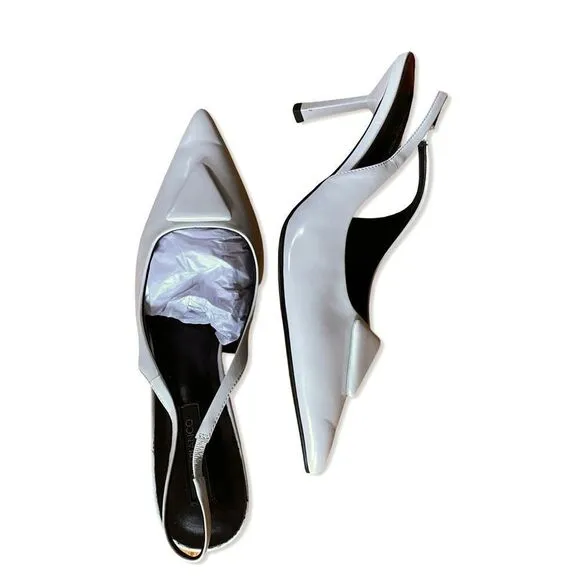 Tony Bianco Bertie high heels Slingbacks shoes White high shine  Revolve Sz 9.5