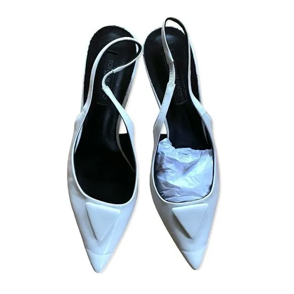 Tony Bianco Bertie high heels Slingbacks shoes White high shine  Revolve Sz 9.5