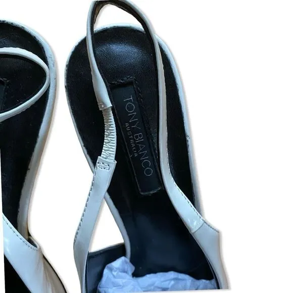 Tony Bianco Bertie high heels Slingbacks shoes White high shine  Revolve Sz 9.5