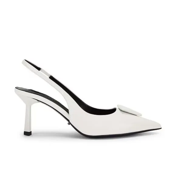 Tony Bianco Bertie high heels Slingbacks shoes White high shine  Revolve Sz 9.5