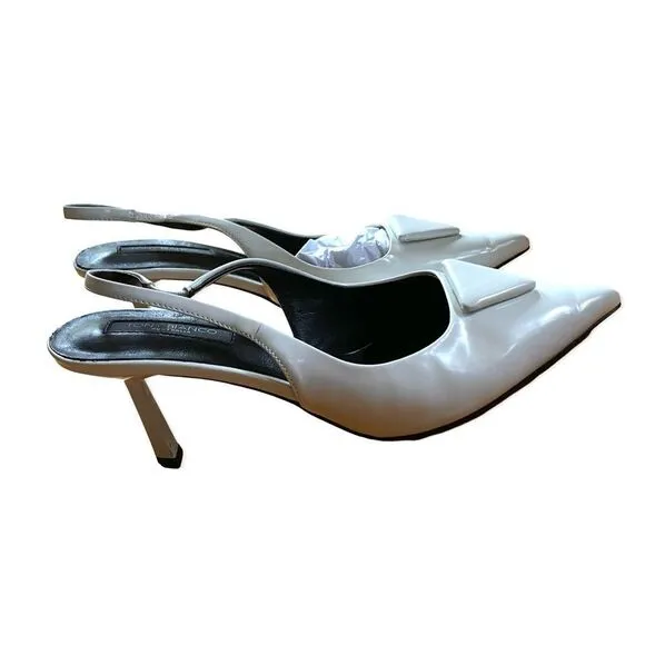 Tony Bianco Bertie high heels Slingbacks shoes White high shine  Revolve Sz 9.5
