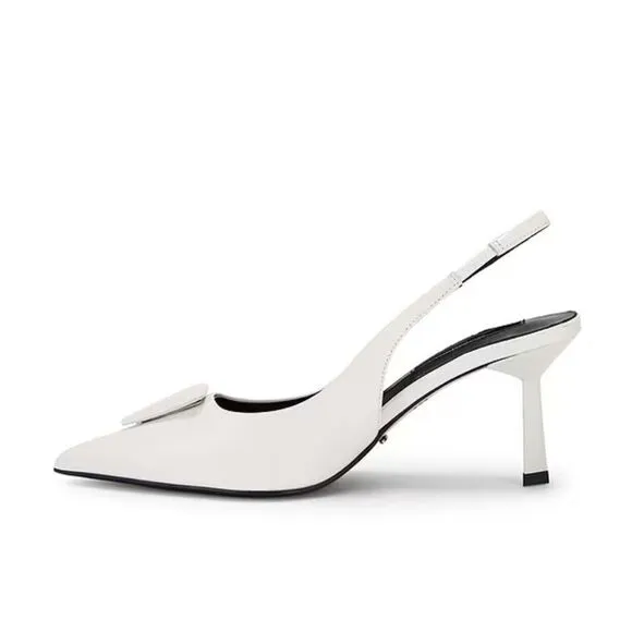 Tony Bianco Bertie high heels Slingbacks shoes White high shine  Revolve Sz 9.5