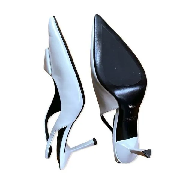 Tony Bianco Bertie high heels Slingbacks shoes White high shine  Revolve Sz 9.5