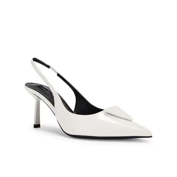 Tony Bianco Bertie high heels Slingbacks shoes White high shine  Revolve Sz 9.5