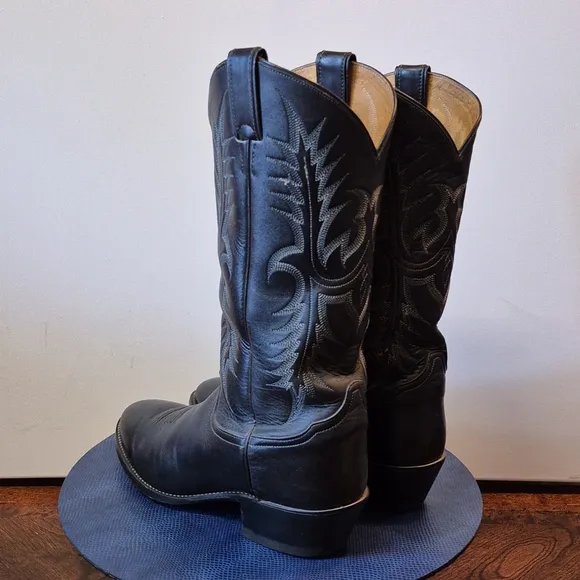 Tony Lama Black Leather Cowboy Boots sz. 10D [#1626] VGC.