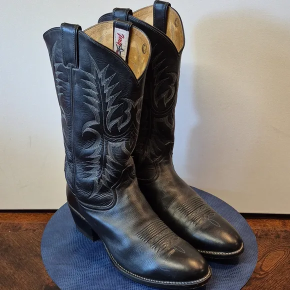 Tony Lama Black Leather Cowboy Boots sz. 10D [#1626] VGC.