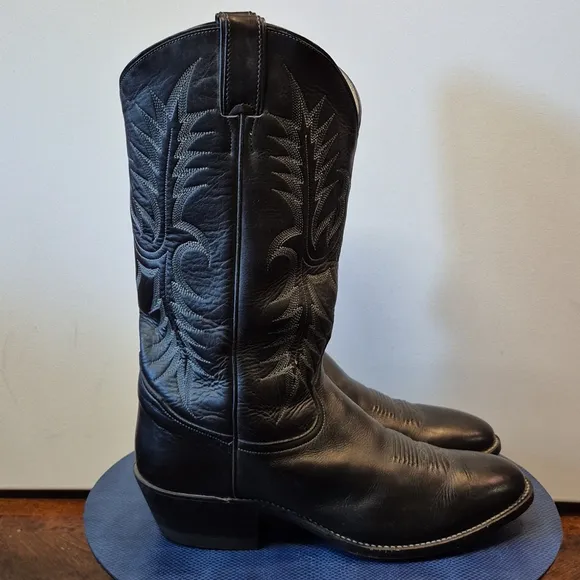 Tony Lama Black Leather Cowboy Boots sz. 10D [#1626] VGC.