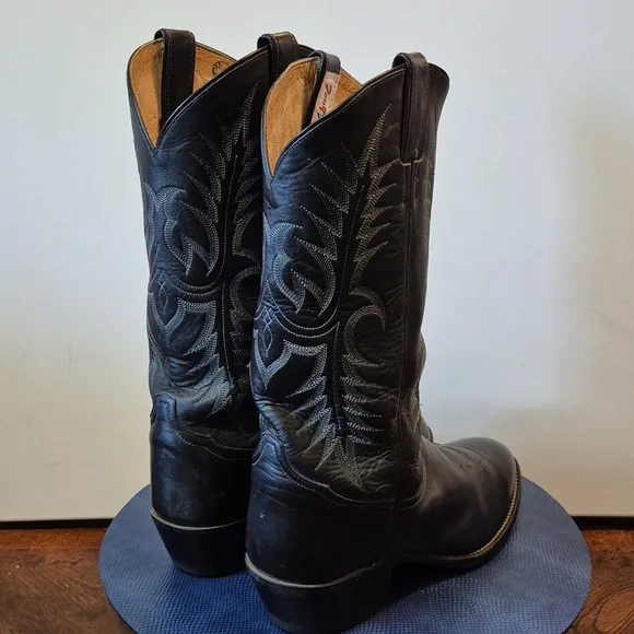 Tony Lama Black Leather Cowboy Boots sz. 10D [#1626] VGC.