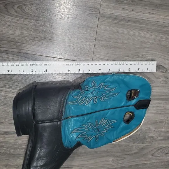 Tony Lama Boots Buckaroo Womens 10D Blue Black Western Rodeo Cowgirl