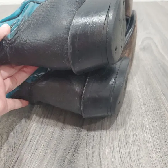Tony Lama Boots Buckaroo Womens 10D Blue Black Western Rodeo Cowgirl
