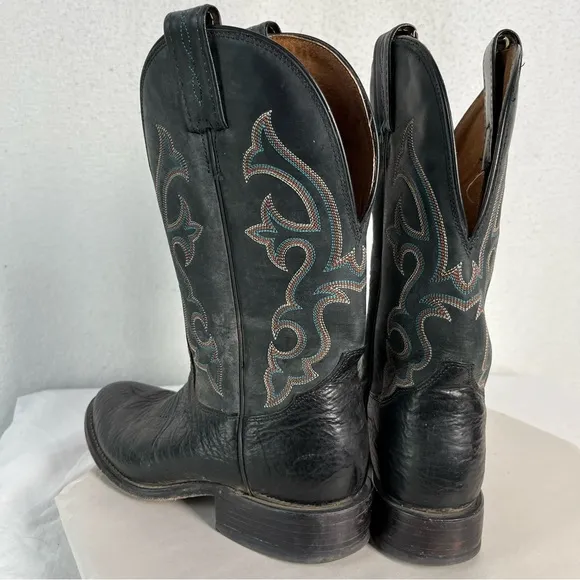 Tony Lama boots men’s 7 D 7939 Conquistador black leather western cowboy boots