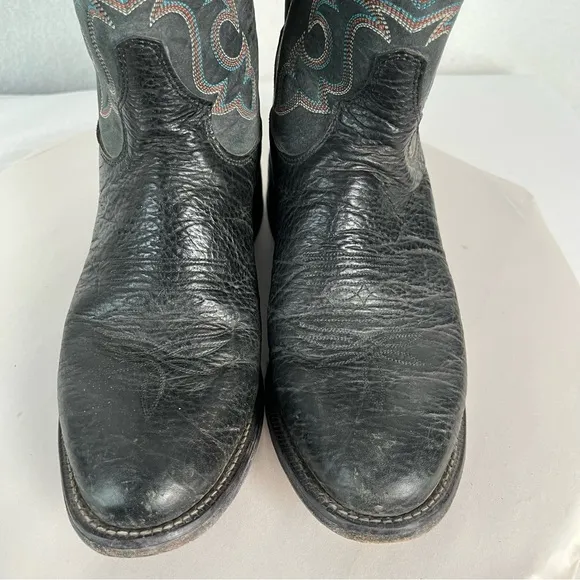 Tony Lama boots men’s 7 D 7939 Conquistador black leather western cowboy boots