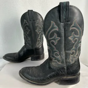 Tony Lama boots men’s 7 D 7939 Conquistador black leather western cowboy boots