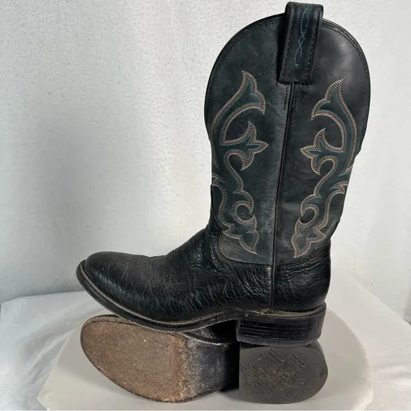 Tony Lama boots men’s 7 D 7939 Conquistador black leather western cowboy boots