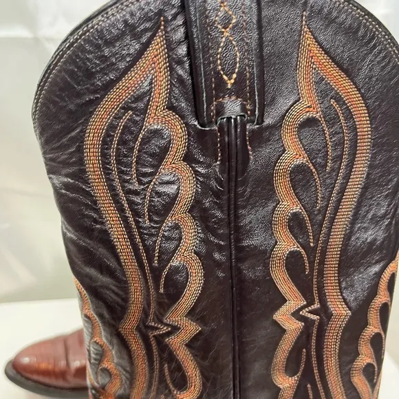 Tony Lama Classic Men's Lizard Black and Brown Western Boots