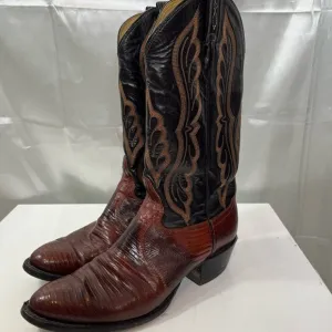 Tony Lama Classic Men's Lizard Black and Brown Western Boots