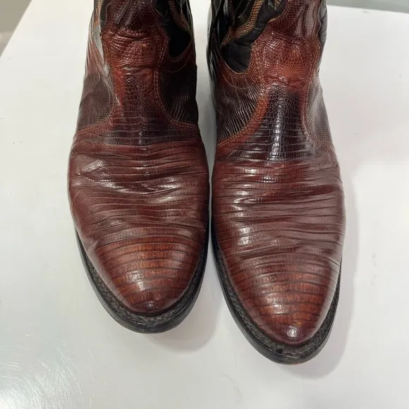 Tony Lama Classic Men's Lizard Black and Brown Western Boots