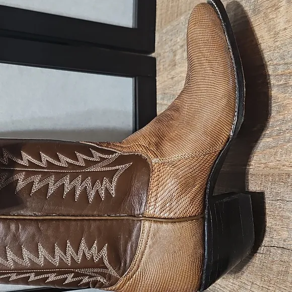 Tony Lama Handcrafted Brown Western Cowboy Boots Size 6 New