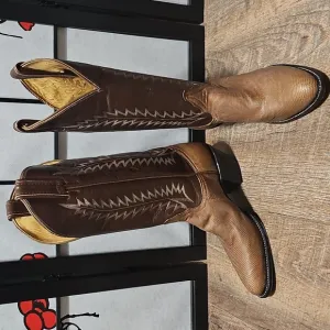 Tony Lama Handcrafted Brown Western Cowboy Boots Size 6 New