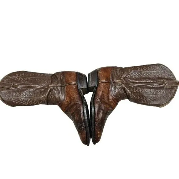 TONY LAMA Vintage Leather Chestnut Cowboy Western Boots ALREADY BROKE IN sz 8