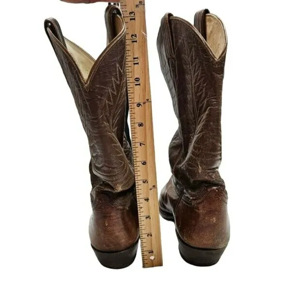 TONY LAMA Vintage Leather Chestnut Cowboy Western Boots ALREADY BROKE IN sz 8