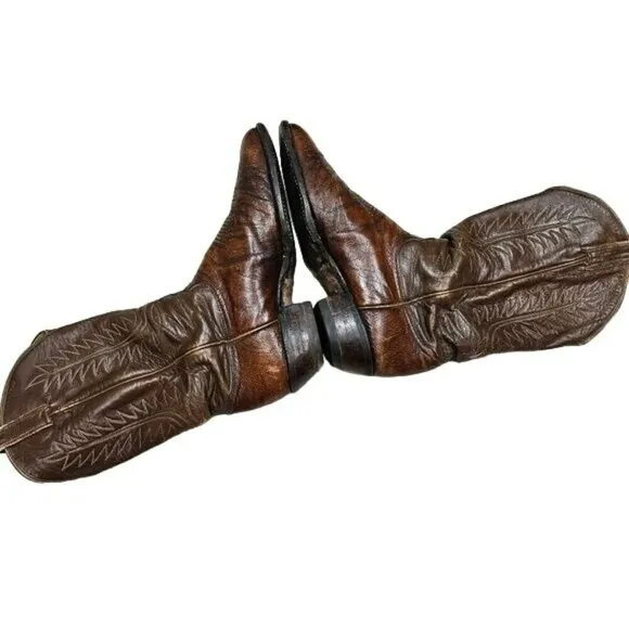 TONY LAMA Vintage Leather Chestnut Cowboy Western Boots ALREADY BROKE IN sz 8