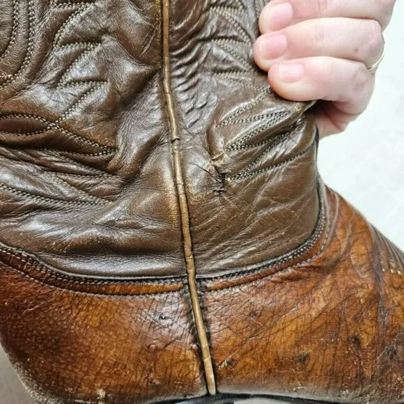 TONY LAMA Vintage Leather Chestnut Cowboy Western Boots ALREADY BROKE IN sz 8