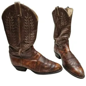 TONY LAMA Vintage Leather Chestnut Cowboy Western Boots ALREADY BROKE IN sz 8