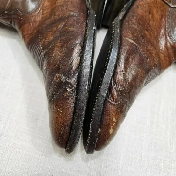 TONY LAMA Vintage Leather Chestnut Cowboy Western Boots ALREADY BROKE IN sz 8