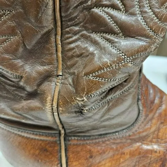 TONY LAMA Vintage Leather Chestnut Cowboy Western Boots ALREADY BROKE IN sz 8