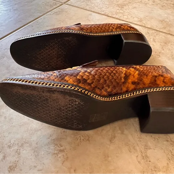 Tory Burch Brown Snake Print Loafers
