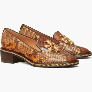 Tory Burch Brown Snake Print Loafers