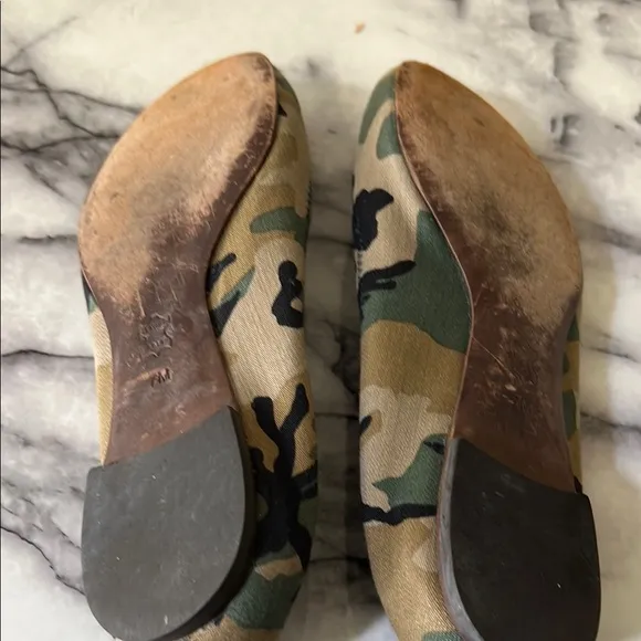 Tory Burch Canvas Camouflage Reva Ballet Flats with Gold Accents
