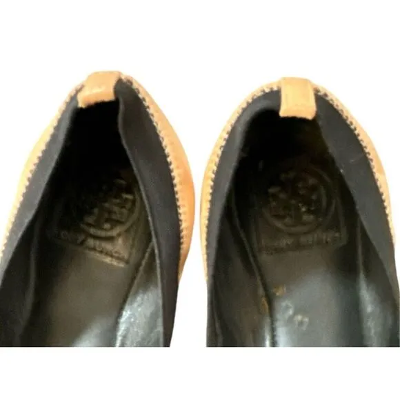 Tory Burch Carolines Tan leather and Black Accents 9.5