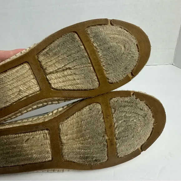Tory Burch Cream Blue Striped CanvasEspadrilles Flats Womens Size 10.5