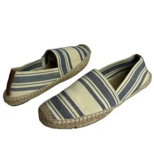 Tory Burch Cream Blue Striped CanvasEspadrilles Flats Womens Size 10.5