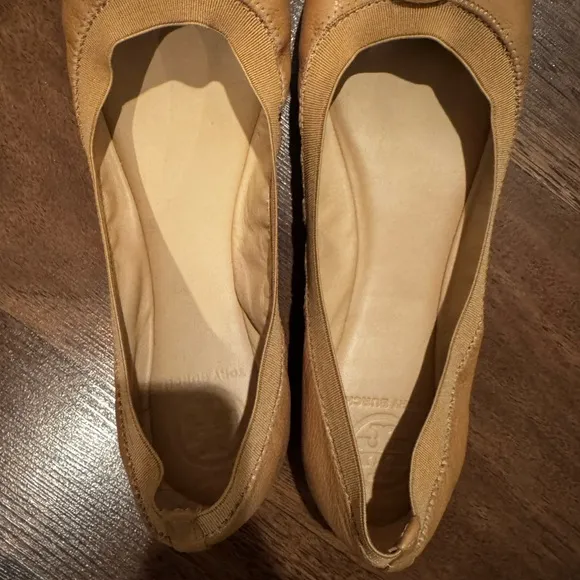 Tory Burch Dark Sand Caroline Ballet Flats - Size 10