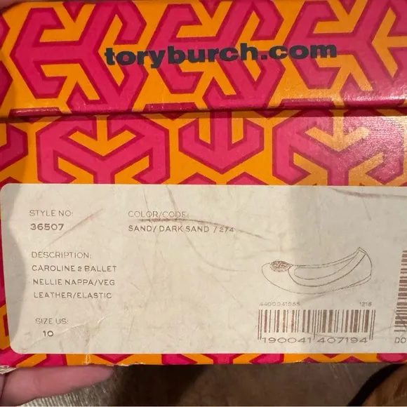 Tory Burch Dark Sand Caroline Ballet Flats - Size 10
