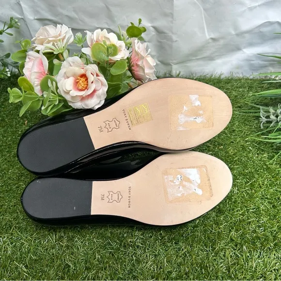 Tory Burch ELEANOR LOAFER women Black Patent Leather  Shoes size 7 new