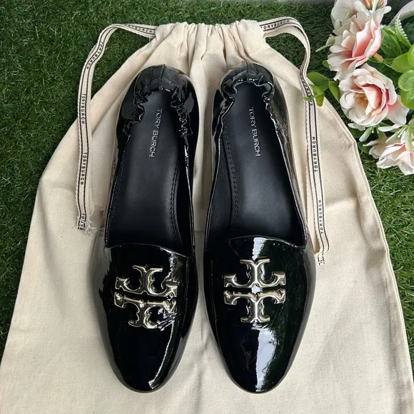 Tory Burch ELEANOR LOAFER women Black Patent Leather  Shoes size 7 new