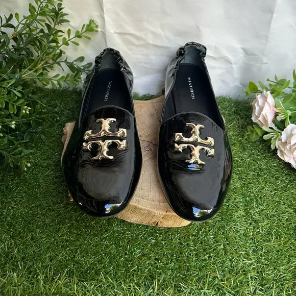 Tory Burch ELEANOR LOAFER women Black Patent Leather  Shoes size 7 new