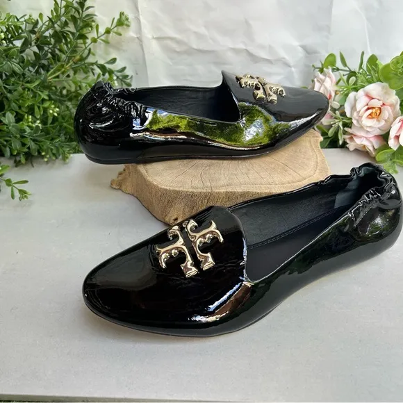 Tory Burch ELEANOR LOAFER women Black Patent Leather  Shoes size 7 new