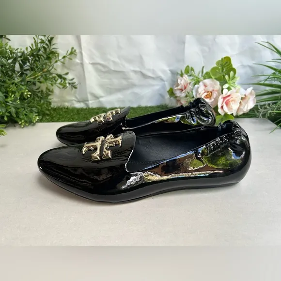 Tory Burch ELEANOR LOAFER women Black Patent Leather  Shoes size 7 new