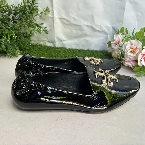 Tory Burch ELEANOR LOAFER women Black Patent Leather  Shoes size 7 new
