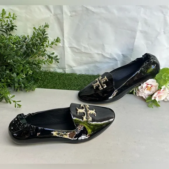 Tory Burch ELEANOR LOAFER women Black Patent Leather  Shoes size 7 new