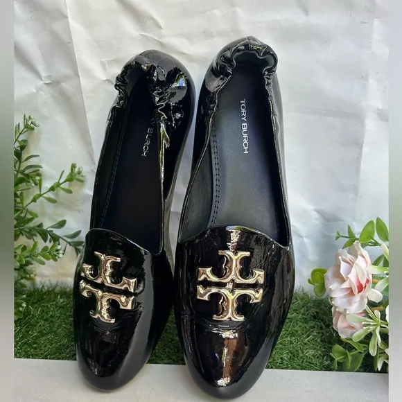 Tory Burch ELEANOR LOAFER women Black Patent Leather  Shoes size 7 new