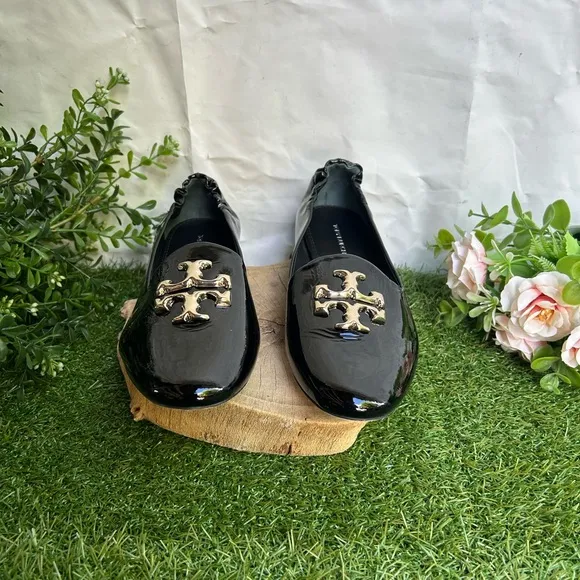 Tory Burch ELEANOR LOAFER women Black Patent Leather  Shoes size 7 new